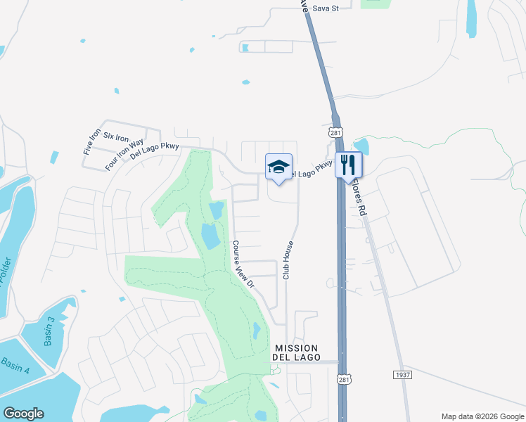 map of restaurants, bars, coffee shops, grocery stores, and more near 1126 Birdie Cove in San Antonio