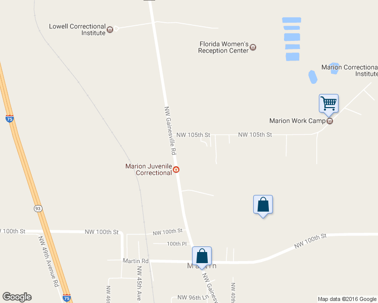 map of restaurants, bars, coffee shops, grocery stores, and more near 10461 Northwest Gainesville Road in Ocala