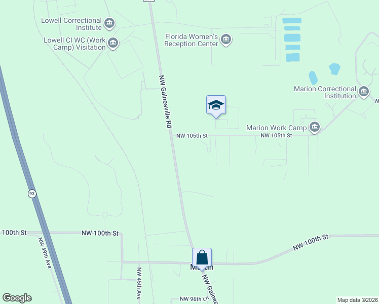 map of restaurants, bars, coffee shops, grocery stores, and more near 10461 Northwest Gainesville Road in Ocala