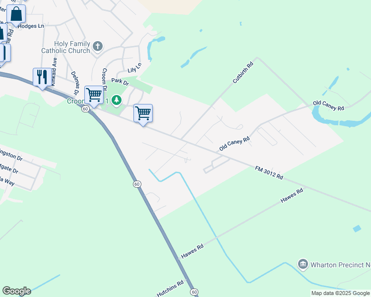 map of restaurants, bars, coffee shops, grocery stores, and more near 111 Stavena Road in Wharton