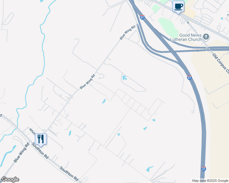 map of restaurants, bars, coffee shops, grocery stores, and more near 11414 Blue Wing Road in San Antonio