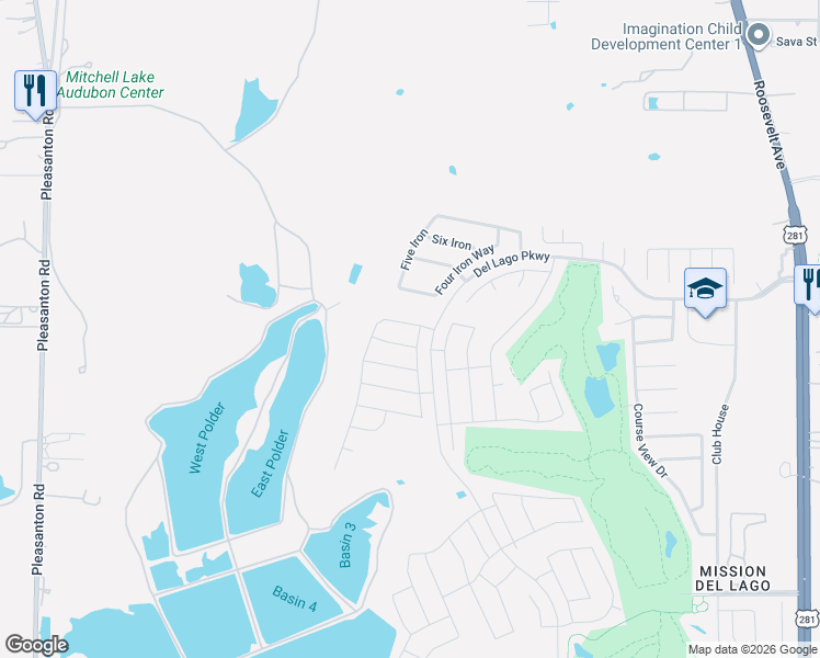 map of restaurants, bars, coffee shops, grocery stores, and more near 731 Halogen Way in San Antonio