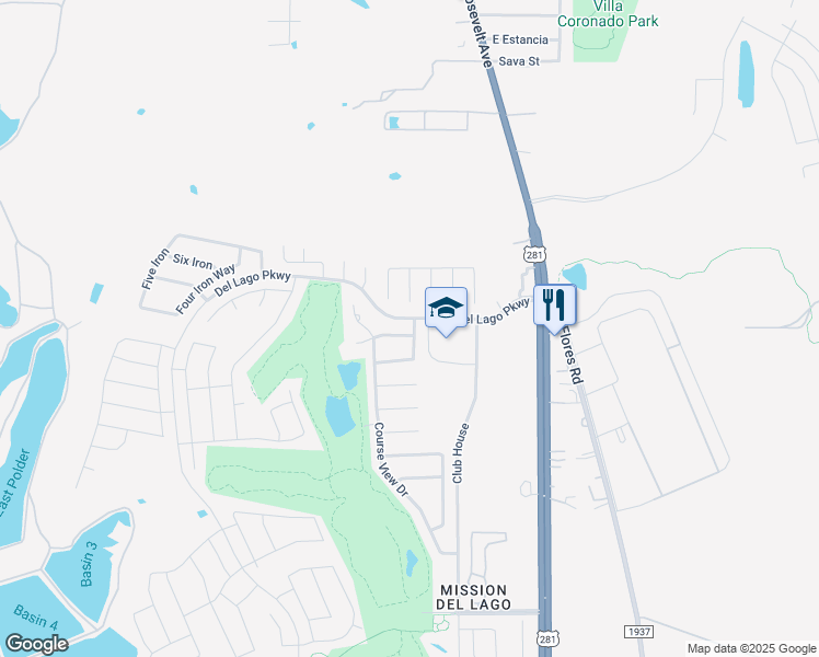map of restaurants, bars, coffee shops, grocery stores, and more near 1123 7th Tee Vista in San Antonio
