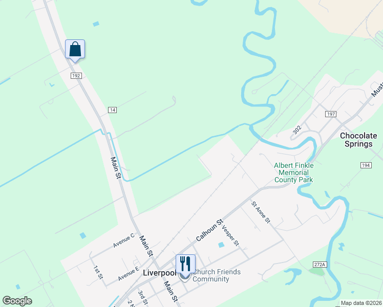 map of restaurants, bars, coffee shops, grocery stores, and more near 8602 Avenue B in Liverpool