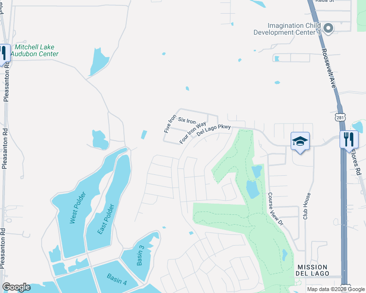 map of restaurants, bars, coffee shops, grocery stores, and more near 838 Eight Iron in San Antonio