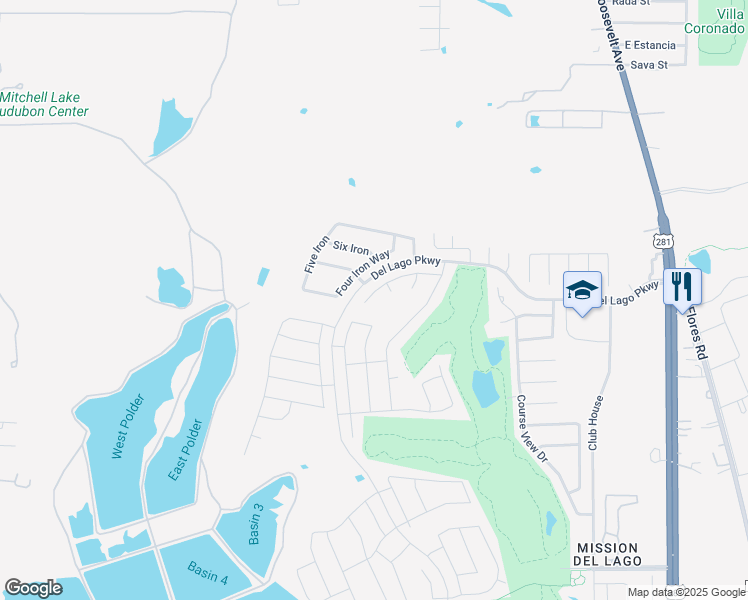 map of restaurants, bars, coffee shops, grocery stores, and more near 802 Lee Trevino in San Antonio