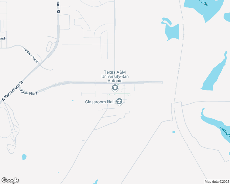 map of restaurants, bars, coffee shops, grocery stores, and more near One University Way in San Antonio