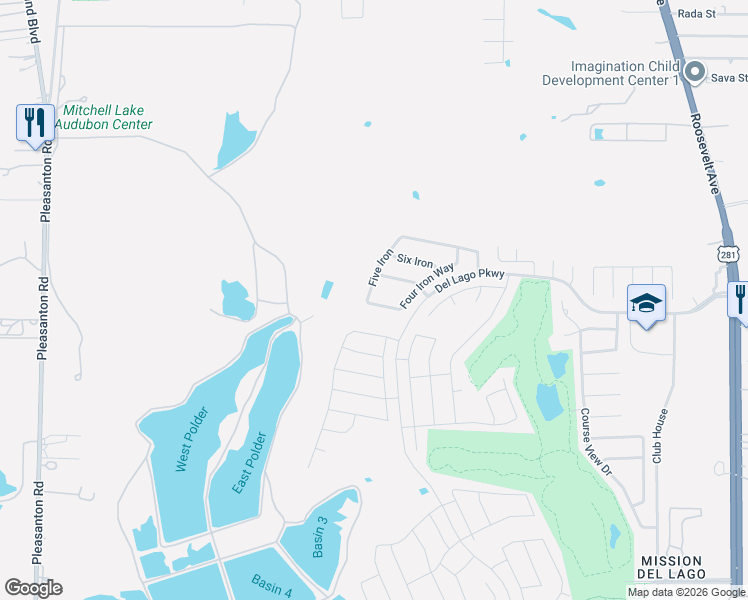 map of restaurants, bars, coffee shops, grocery stores, and more near 806 Eight Iron in San Antonio