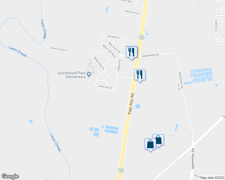 map of restaurants, bars, coffee shops, grocery stores, and more near 3006 Lancrest Drive in San Antonio