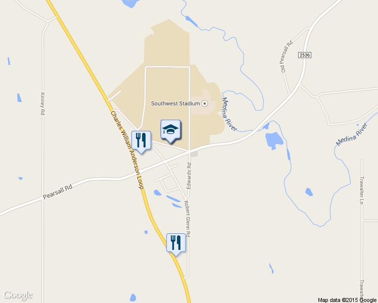 map of restaurants, bars, coffee shops, grocery stores, and more near 11998 Dragon Lane in San Antonio