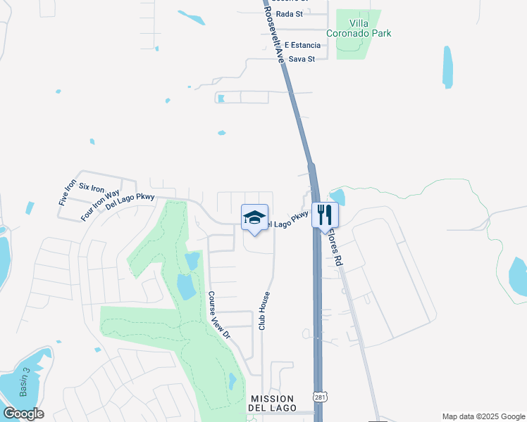 map of restaurants, bars, coffee shops, grocery stores, and more near 12107 Clubhouse in San Antonio
