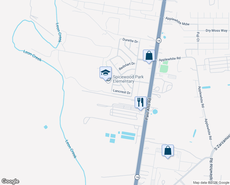 map of restaurants, bars, coffee shops, grocery stores, and more near 3114 Winsome Lane in San Antonio