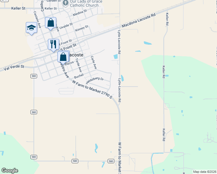 map of restaurants, bars, coffee shops, grocery stores, and more near 15756 Heidelberg Drive in LaCoste