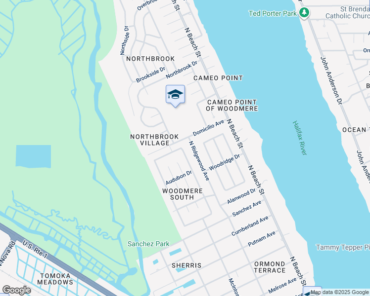 map of restaurants, bars, coffee shops, grocery stores, and more near 871 Lindenwood Circle East in Ormond Beach