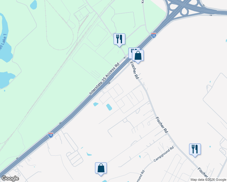 map of restaurants, bars, coffee shops, grocery stores, and more near 12048-12062 Interstate 35 Access Road in Von Ormy