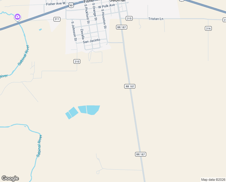map of restaurants, bars, coffee shops, grocery stores, and more near 1066 Ranch to Market 187 in Sabinal