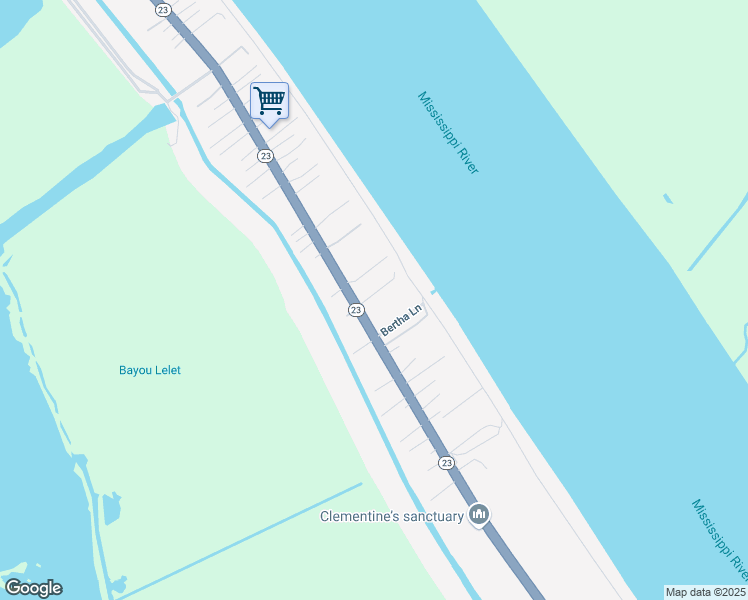 map of restaurants, bars, coffee shops, grocery stores, and more near 41511 Louisiana 23 in Buras