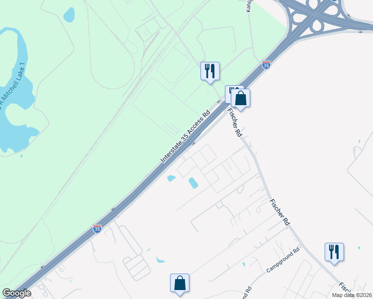 map of restaurants, bars, coffee shops, grocery stores, and more near 12048 Interstate 35 Access Road in Von Ormy