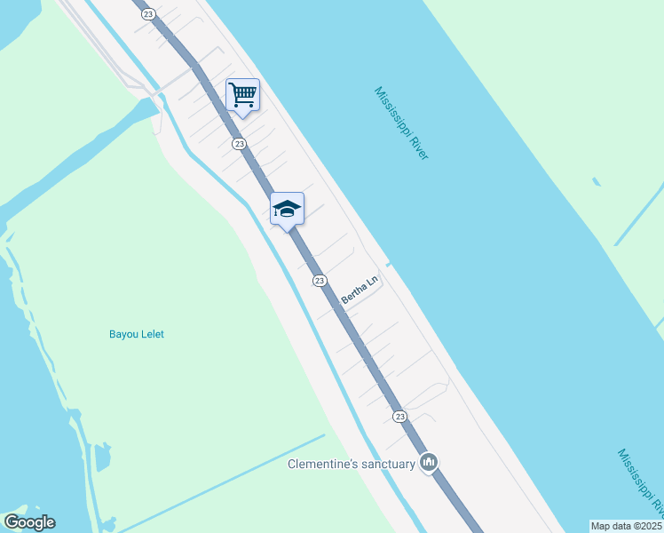 map of restaurants, bars, coffee shops, grocery stores, and more near 41511 Louisiana 23 in Buras