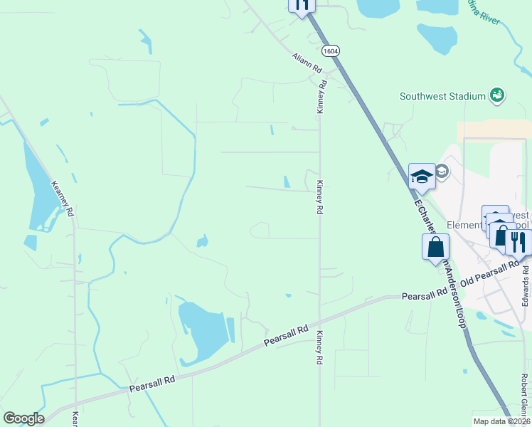 map of restaurants, bars, coffee shops, grocery stores, and more near 11791 Kinney Road in Atascosa