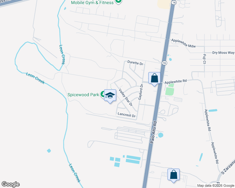 map of restaurants, bars, coffee shops, grocery stores, and more near 11222 Highcrest Drive in San Antonio