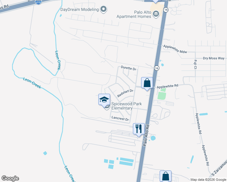 map of restaurants, bars, coffee shops, grocery stores, and more near 3111 Dana Circle in San Antonio