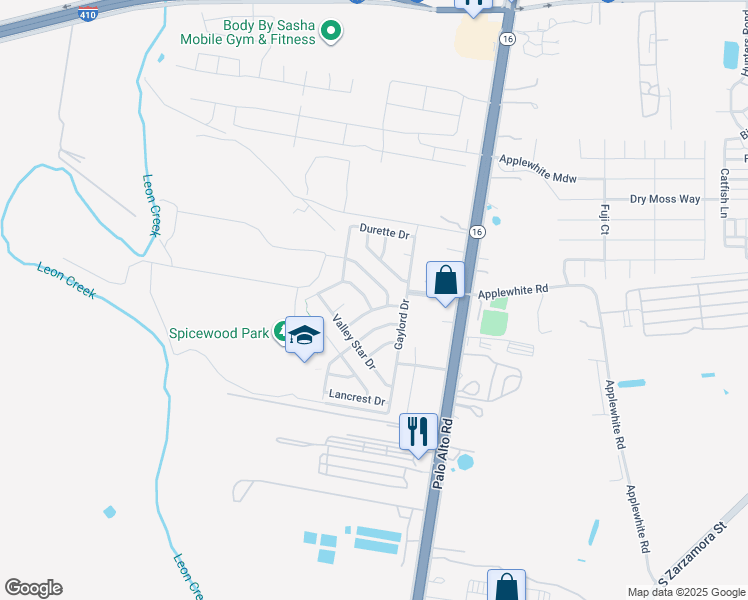 map of restaurants, bars, coffee shops, grocery stores, and more near 10934 Bending Drive in San Antonio