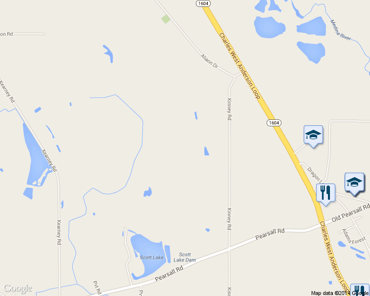 map of restaurants, bars, coffee shops, grocery stores, and more near 11545 Kinney Rd in Atascosa