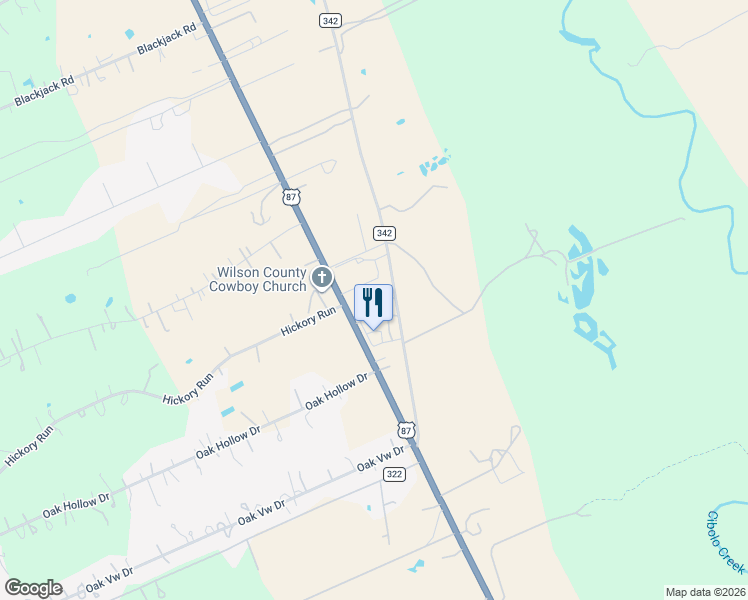 map of restaurants, bars, coffee shops, grocery stores, and more near 411 County Road 342 in La Vernia