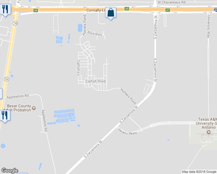 map of restaurants, bars, coffee shops, grocery stores, and more near 10730 Goose Way in San Antonio
