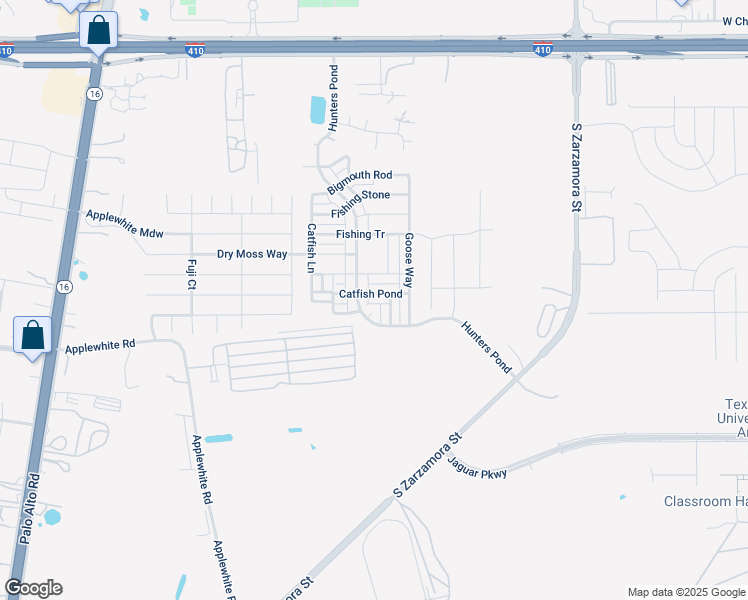 map of restaurants, bars, coffee shops, grocery stores, and more near 2038 Catfish Pond in San Antonio