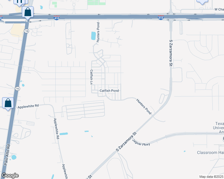 map of restaurants, bars, coffee shops, grocery stores, and more near 2031 Catfish Pond in San Antonio