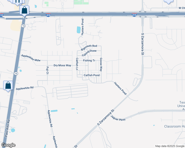 map of restaurants, bars, coffee shops, grocery stores, and more near 2039 Catfish Pond in San Antonio