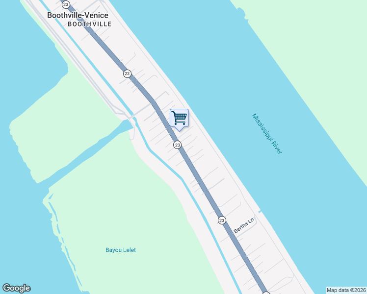 map of restaurants, bars, coffee shops, grocery stores, and more near 111 Buras Lane in Buras