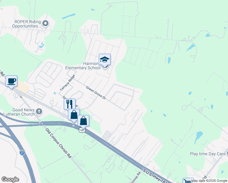 map of restaurants, bars, coffee shops, grocery stores, and more near 5610 Green House Drive in San Antonio