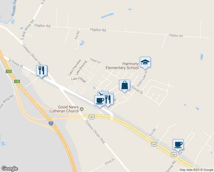 map of restaurants, bars, coffee shops, grocery stores, and more near 10706 Terrace Plain in San Antonio