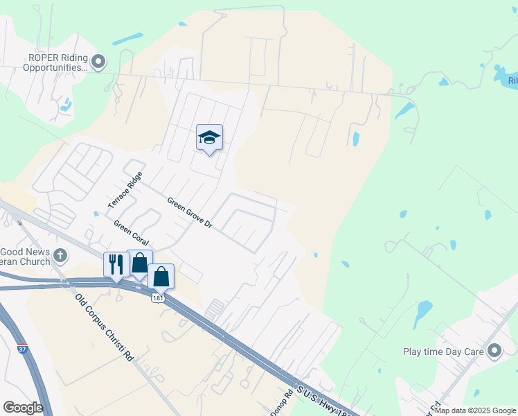 map of restaurants, bars, coffee shops, grocery stores, and more near 5635 Green House Drive in San Antonio