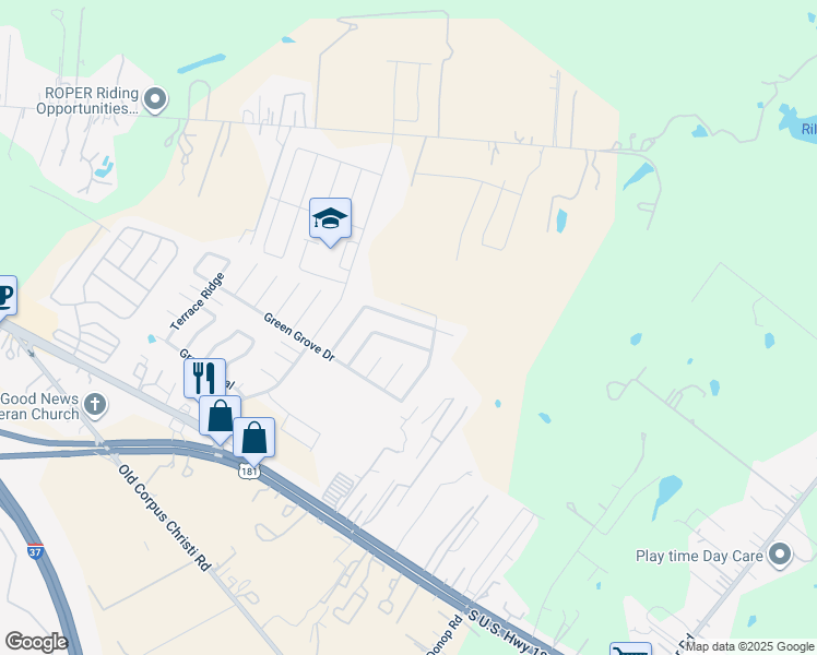 map of restaurants, bars, coffee shops, grocery stores, and more near 5635 Green House Drive in San Antonio