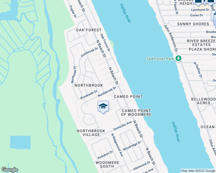 map of restaurants, bars, coffee shops, grocery stores, and more near 7 Maryann Terrace in Ormond Beach