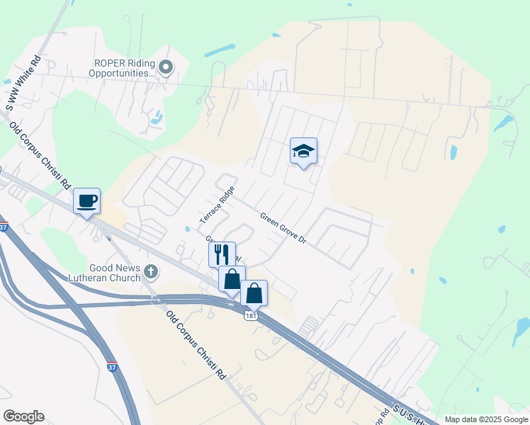 map of restaurants, bars, coffee shops, grocery stores, and more near 10626 Green Vista Street in San Antonio