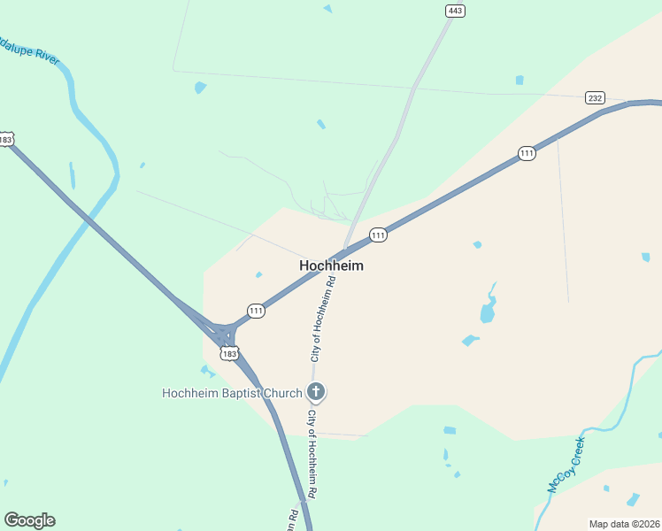 map of restaurants, bars, coffee shops, grocery stores, and more near 103 City of Hochheim Road in Yoakum