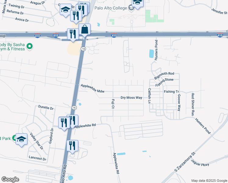 map of restaurants, bars, coffee shops, grocery stores, and more near in San Antonio