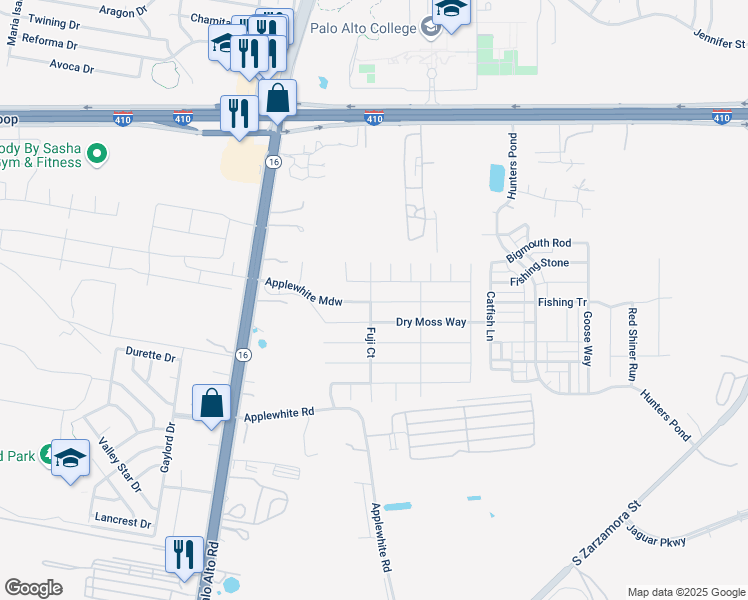 map of restaurants, bars, coffee shops, grocery stores, and more near in San Antonio