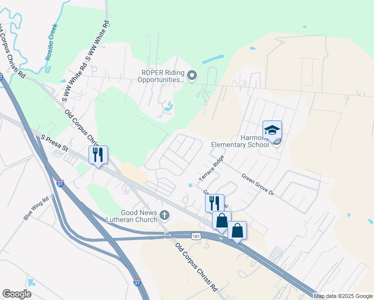map of restaurants, bars, coffee shops, grocery stores, and more near 10223 Brooks Lake in San Antonio