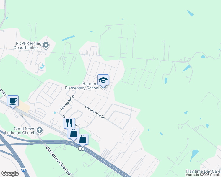 map of restaurants, bars, coffee shops, grocery stores, and more near 10625 Green Lake Street in San Antonio