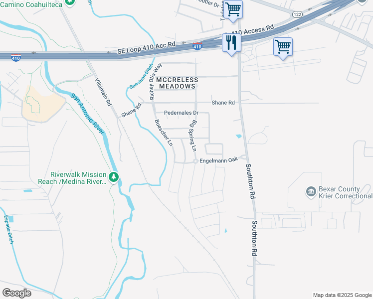 map of restaurants, bars, coffee shops, grocery stores, and more near 10216 Lateleaf Oak in San Antonio