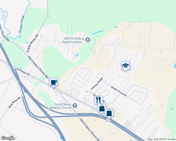 map of restaurants, bars, coffee shops, grocery stores, and more near 10223 Brooks Lake in San Antonio
