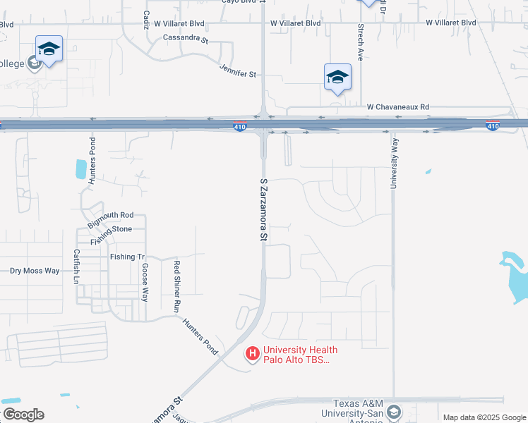 map of restaurants, bars, coffee shops, grocery stores, and more near 10202 South Zarzamora Street in San Antonio
