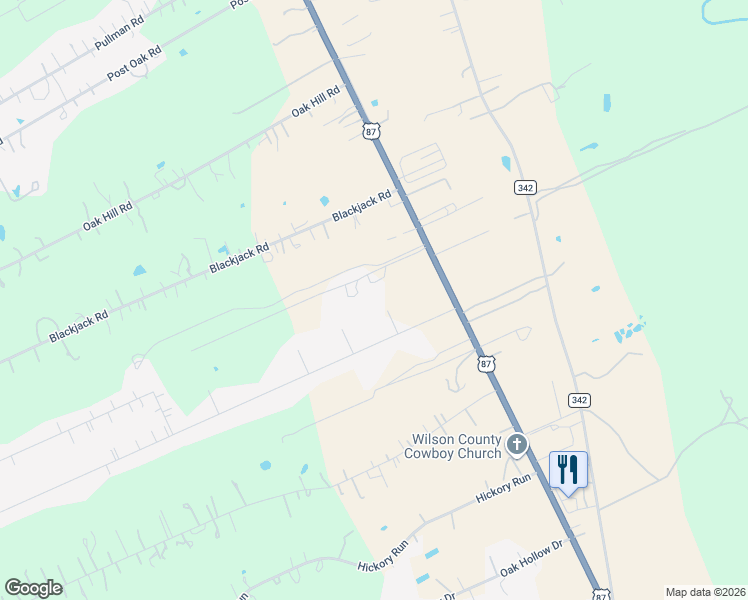 map of restaurants, bars, coffee shops, grocery stores, and more near 10161 U.S. 87 in La Vernia