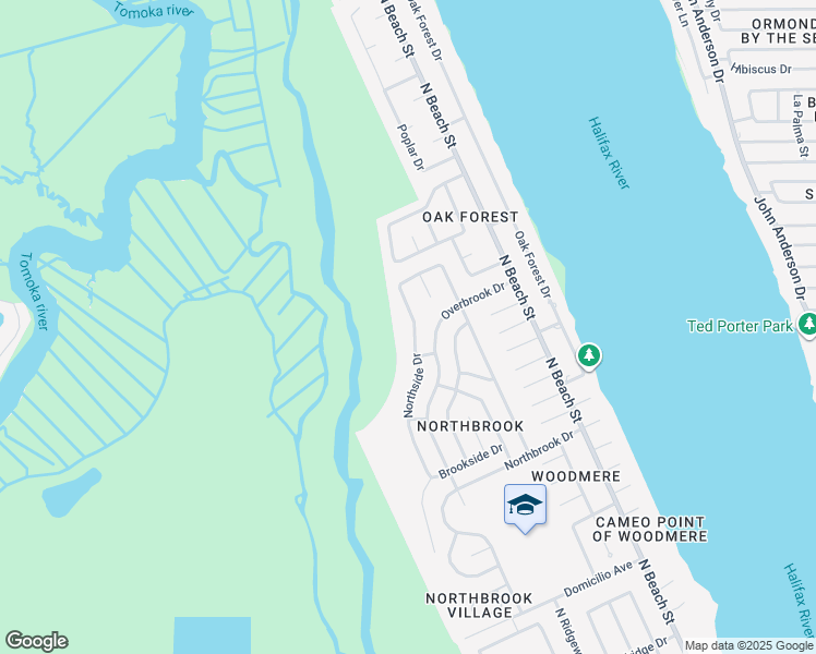 map of restaurants, bars, coffee shops, grocery stores, and more near 1312 Northside Drive in Ormond Beach